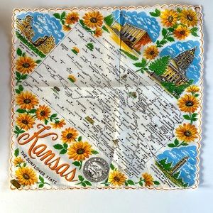 Vintage Kansas souvenir hankie
